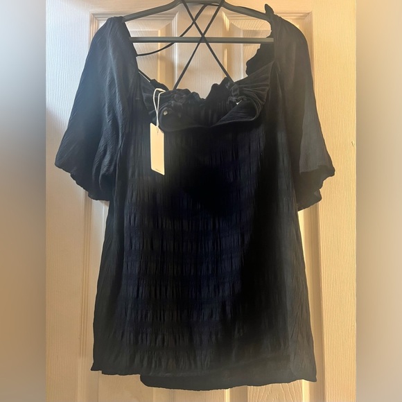 Ted baker off the shoulder shirred relaxed flowy strappy top size 2 revolve chic - Picture 7 of 7